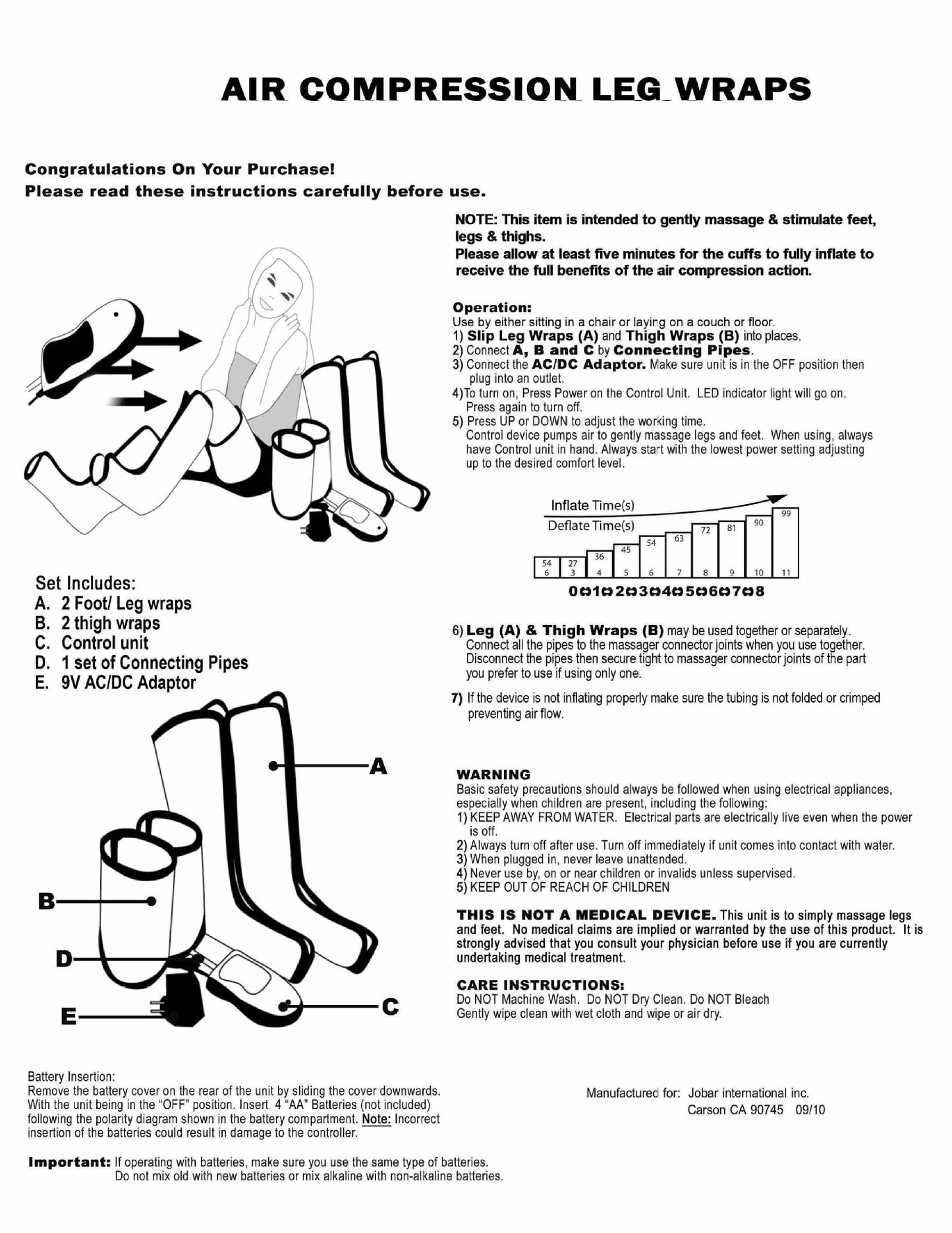 Air Pressure Leg Massager Device