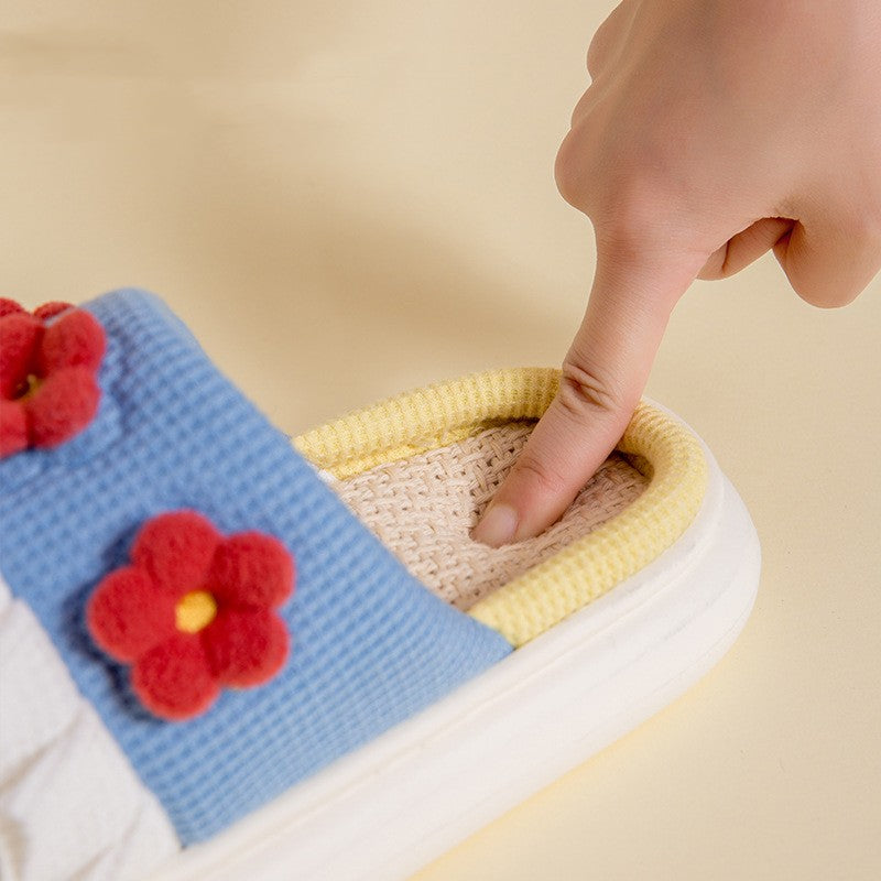 Women's Breathable Linen Slippers with Soft Anti-Skid Soles